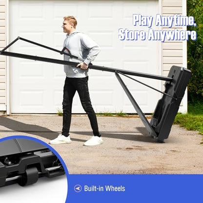 Giantex Portable Basketball Hoop Outdoor - 4.9-10 FT Quickly Height Adjustable Basketball Goal System w/ 44 Inch Shatterproof Backboard, Basketball Hoop Indoor for Adults, Backyard, Driveway, Pool