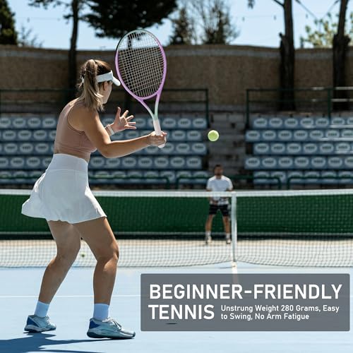 Tennis Rackets Set of 2 for Adults, 27 Inch Pre-Strung Beginners Lightweight Aluminum Tennis Racquet Set with Balls and Bag, Large Sweet Spot for Men Women