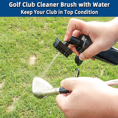 Golf Club Cleaner Brush, Golf Groove Sharpener Tool & Golf Towel, Golf Water Brush with Spray Bottle & Retractable Clip - Holds 5oz of Water, Essential Golf Accessories for Men for Golfer