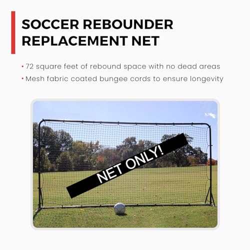 Trigon Sports Soccer Rebounder Replacement Net, Replacement Bounce Back Net for Trainers, Portable, Easy Assembly, Practice Soccer Training Equipment, Bungee Cords Included, 6' x 12'