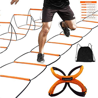 Agility Ladder, Agility Training Equipment, Soccer Speed Ladder, Football Footwork Ladder, Workout Ladder for Kid Adult, Foldable Instant Set-up & Tangle-Free & Carry Bag(4/8/8+4/12 Rung) - size: 12 rung