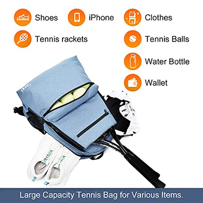Tennis Bag Professional Tennis Backpack for Men and Women Racket Bags Holds 2 Rackets with Ventilated Shoe Compartment - color: Sky Blue