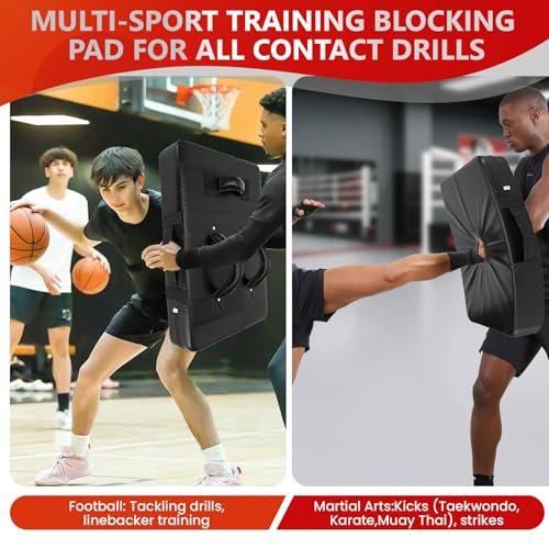 CMOOD Football Blocking Pad, Bloking Pad for Football, Basketball, Hockey, Tackle Dummy Training, 24"x16" Football Hitting Pad, Football Blocking Shield Durable Leather, High-Density Foam Kick Pad