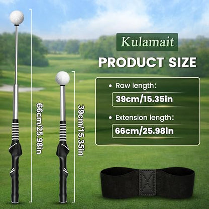Retractable Golf Swing Training Aid,Golf Swing Trainer with Arm Band,Swing Mechanics for Beginners & Grip Correction & Swing Click Feedback,Right/Left