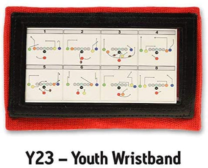 Y23 - Football Wristbands - Wrist Coach - QB Wristband - Football Play Wristbands - Playbook Wristband - color: Red, size: 8 Pack