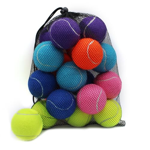 Tennis Balls,8/18/40/90 Pack Training Tennis Balls Practice Balls with Mesh Bag for Easy Transport, Pet Dog Playing Balls, fit for Beginner Training Ball - color: 6 Multi-Color, size: 18 Pack