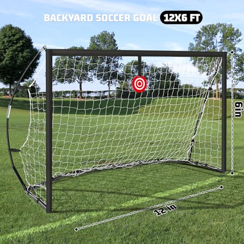 Portable Soccer Goal for Backyard, Kids Youth Adults Soccer Goal Set with Net + Ground Stakes, Soccer Target and Agility Speed Training Equipment - style: 12 x 6 Feet