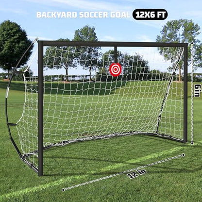 Portable Soccer Goal for Backyard, Kids Youth Adults Soccer Goal Set with Net + Ground Stakes, Soccer Target and Agility Speed Training Equipment - style: 12 x 6 Feet