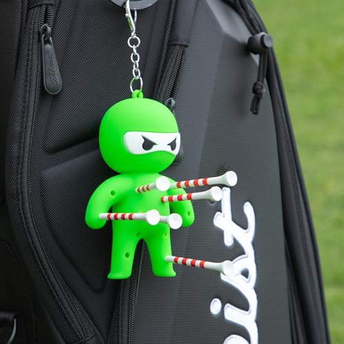 Golf Tee Holder, Ninja Portable Funny Golf Tees Holder Keychain Golf Gift Golf Accessories for Men & Women - color: Green
