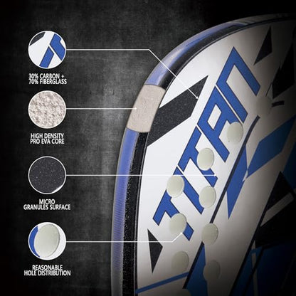 AMA SPORT Beach Tennis Racket Carbon Fiber with EVA Foam Core Texture Beach Tennis Paddle Raquete with Carry Bag (Blue)