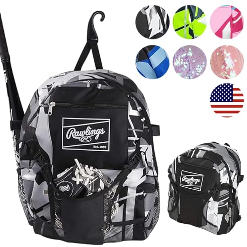 Rawlings | REMIX Backpack Equipment Bag | T-Ball & Youth Baseball / Softball | Black - color: Black, size: Youth