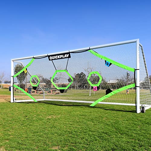 QuickPlay Target Net - Soccer Goal Target Nets with 7 Pockets for Shooting Accuracy - Fits Rigid Goals in Multiple Sizes - Soccer Trainer for Backyard, Training Equipment | Soccer Frame Not Included - style: Target Net PRO 24x8'