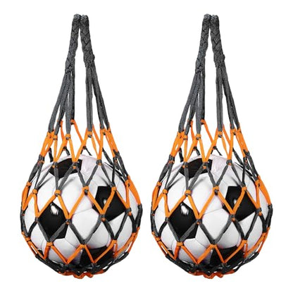 uxcell Basketball Net Bags, Nylon Soccer Ball Holder Portable Multifunctional Single Ball Mesh Net Bag for Storage Basketball Soccer Rugby Balls - color: Yellow/Black