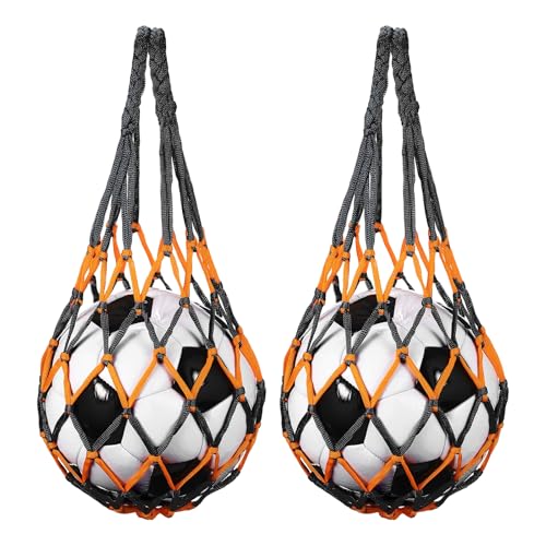 uxcell Basketball Net Bags, Nylon Soccer Ball Holder Portable Multifunctional Single Ball Mesh Net Bag for Storage Basketball Soccer Rugby Balls - color: Yellow/Black