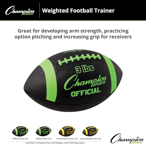 Champion Sports Weighted Football - color: Black/Neon, size: 3-Pound