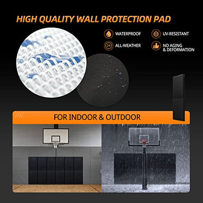 6FT HighGym Wall Paddings Basketball Court Wall Protection Pad - 2”Thick Foam Wall Mat Durable Protector for Wall-Mounted Basketball Hoops Garage Taekwondo(72" L x 20" W) - color: BLACK, style: 1 PACK