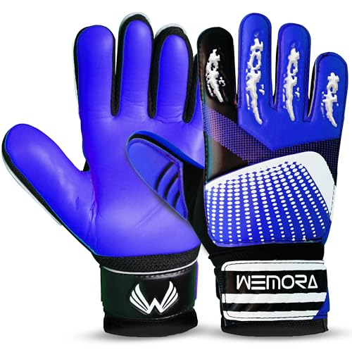 Soccer Goalie Gloves for Kids Youth Junior Boys 4mm Anti Slip Strong Grips Palm Football Goalkeeper Gloves - color: Blue, size: Size 7 suitable for small to medium adult