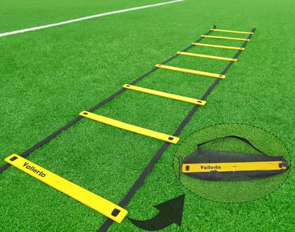 Agility Ladder, Speed Training Ladder for Soccer, Football, Fitness, Footwork & Agility Drills Durable Training Equipment with Carry Bag 8 Rungs, 12 Feet