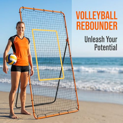 Volleyball Rebounder Net 7x4 ft, Training Equipment with Angle Customization for Practicing Volleying, Bumping, Spiking Training, Portable Travel Bag