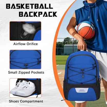 Goloni Soccer Backpack Bag with Separate Ball & Cleat Shoe Compartment,Sports Gym Backpack for Teen Girls Boys Men Women Kids - color: Blue