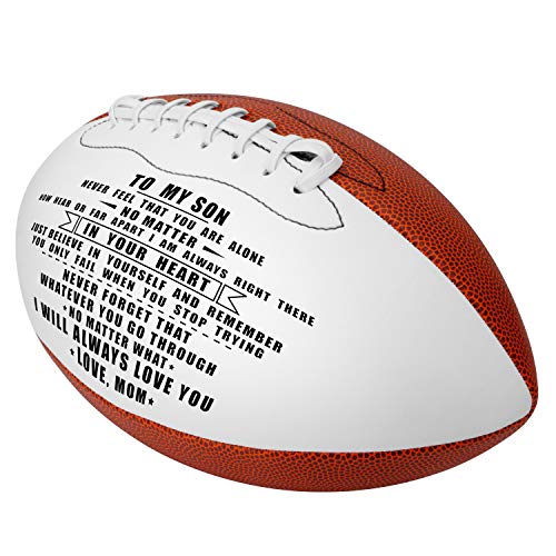 KWOOD Custom Personalized Football Gift for Son, Engraved Leather Indoor/Outdoor Football with Pump & Carrying Bag, Christmas Birthday Graduation Gift for Grandson Son Daughter