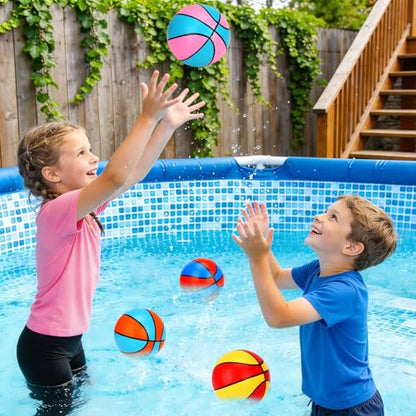 4 Packs Mini Basketballs 7 Inch Size 3 with Pump, Kids Small Basketball Set for Basketball Hoop Pool Party Games Indoor Outdoor Play Sports Toys Bouncy Basket Balls for Kids Toddlers 1-3 3-5 5-7 Gifts