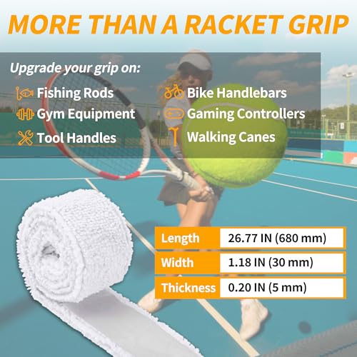 2 Pcs Tennis Racket Grip Tape, Towel Tennis Overgrip Tape, Anti-Slip Absorbent Grip, Racket Overgrip Tape,9 Colors - color: White