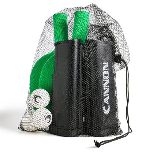 Cannon Sports Table Tennis Set – 4 Unbreakable Paddles, 6 3-Star Balls, Retractable Net & Carry Bag – Clamp-On Portable Ping Pong Net Fits Tables up to 2 Inch Thick, Extends to 6 Feet - color: Green