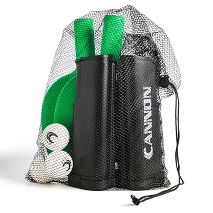 Cannon Sports Table Tennis Set – 2 Unbreakable Paddles, 6 3-Star Balls, Retractable Net & Carry Bag – Clamp-On Portable Ping Pong Net Fits Tables up to 2 Inch Thick, Extends to 6 Feet - color: Green