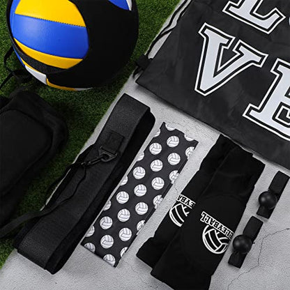 Honoson 7 Pcs Volleyball Training Equipment Aid Volleyball Serving Trainer Kit Gifts for Beginners - color: Black, style: Boys