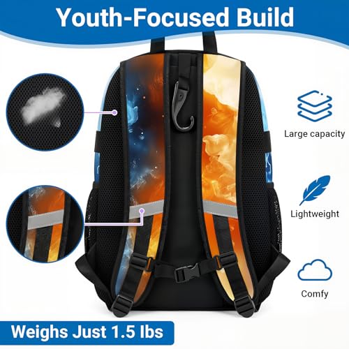 Youth Baseball Bag - Softball Bag for Girls & Boys with Shoes Compartment, Bat Backpack for Baseball, T-Ball & Softball Equipment - color: Lighting-Yellow Blue