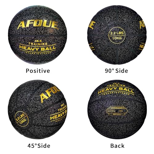 2.2LBS 1.0kg Heavy Training Basketball, 28.5" Size 6 Quality Faux Leather Construction Starry Black, Indoor Outdoor Improving Strength Handling Dribbling Shooting (Deflated)