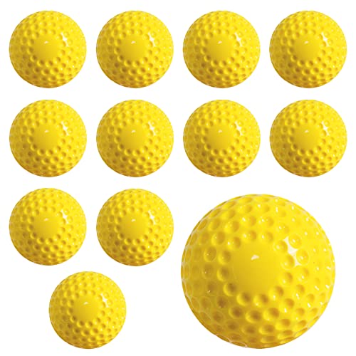 Dimpled Softballs 11 Inch Pitching Machine Softballs for Hitting and Fielding Practice12PACK （one Dozen） - color: yellow