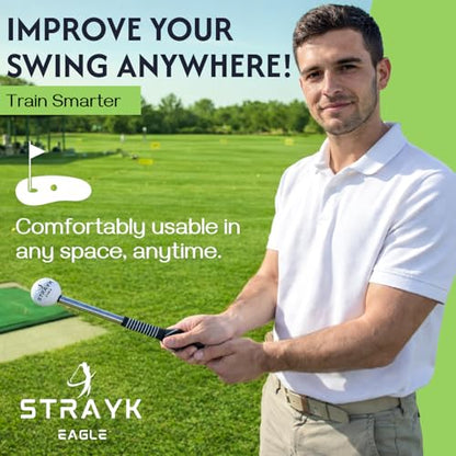 Retractable Golf Swing Trainer - Fix Your Slice - Improve Swing Tempo - Get Instant Feedback - Golf Training Aid for Right-Handed Players - Indoor & Outdoor Practice - Perfect for Beginners & Pros
