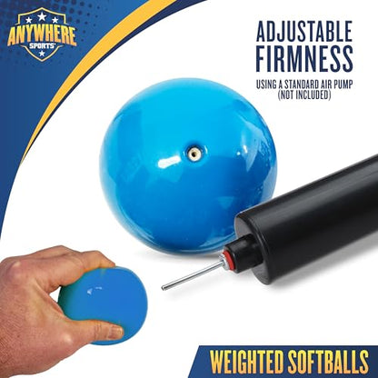 Anywhere Sports Weighted 16 oz Training Softballs - Hitting & Pitching for All Skill Levels - Improve Power and Mechanics with Weighted Softball Training Balls, 3.8” Diameter, Set of Six Balls