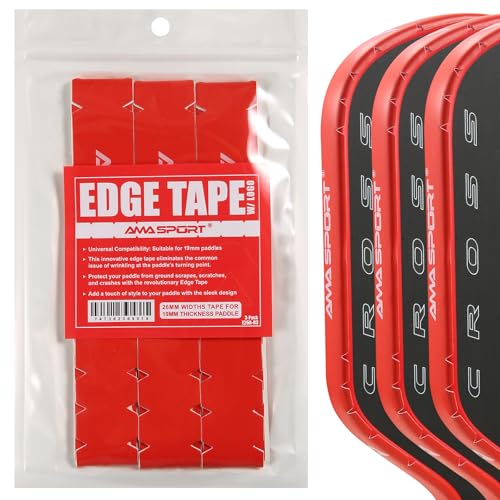 PICKLETECH Pickleball Edge Guard Tape – Pink Unicorn Pattern Edge Tape for Pickleball Paddle - Fit Perfectly Curved Edge - No Wrinkling - color: Red(logo), size: Width 26mm