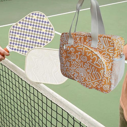 Pickleball Bag for Women, Cute Pickleball Tote Bag Crossbody Sling Paddles Shoulder Bag Large for Sports Gym Duffle - color: Yellow