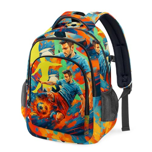 Soccer Backpack for Kids,School Bookbag Large Capacity Adjustable Bookbag Durable Lighting Multi Pockets School Bag Daypack Travel (Soccer) - color: Soccer