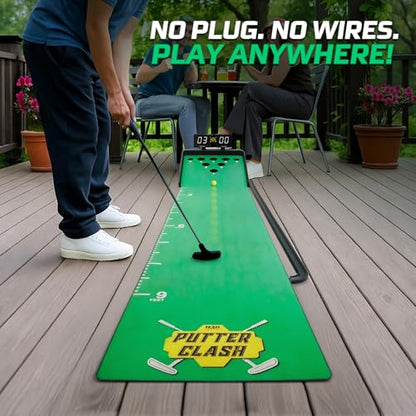 Izzo Golf Putter Clash Electronic Putting Game – Digital Scoreboard & 4 Game Modes, Indoor Outdoor Golf Game for Adults, 11 ft Putting Green Mat, Golf Gifts for Men, Putter & Balls Included