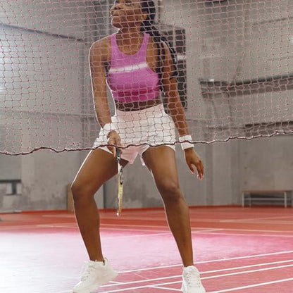 Toddmomy Portable Badminton Net and Tennis Net Red Mesh Outdoor Indoor Foldable Stable Badminton Netting for Backyard Court Training