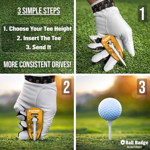 Adjustable Golf Tee Height Tool (5-Level Precision) – Universal Fit for Wooden & Plastic Tees, Consistent Tee Height Setter for Drivers, Fairway Woods & Irons, Durable Aluminum Golf Swing Training Aid - color: Gold