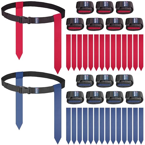 Flag Football Belts, Flags for Flag Football Set 14 Player, Flag Football for Kids Adults and Youth Training Equipment - color: Red and Blue