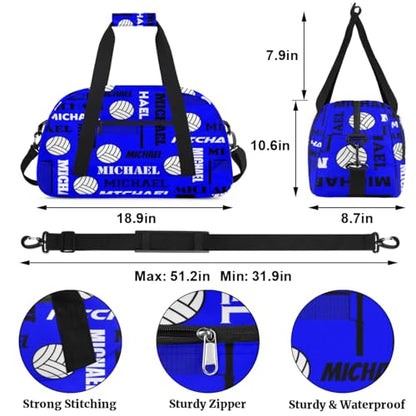 Custom Volleyball Gym Bag Duffel Bag for Women Men, Personalized Name Sport Bag Overnight Bags Customized Travel Weekender Bag, Navy - color: Navy