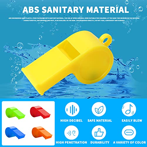WSYUB Plastic Whistles, 24Pcs Sports Whistle Bulk with Lanyard, Loud Crisp Sound Whistle for Coaches Referees, Colorful Toy Giveaways Party Whistles