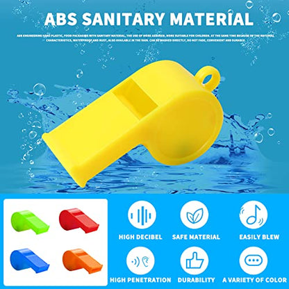 WSYUB Plastic Whistles, 24Pcs Sports Whistle Bulk with Lanyard, Loud Crisp Sound Whistle for Coaches Referees, Colorful Toy Giveaways Party Whistles