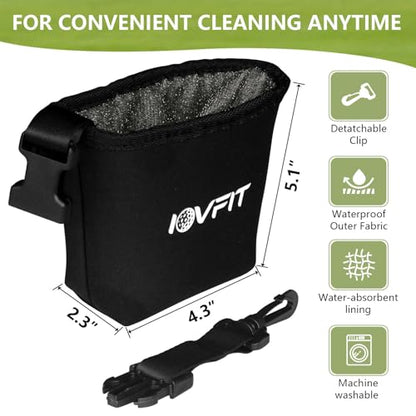 Golf Club and Golf Ball Cleaning Bag,Golf Ball Cleaner,Golf Club Cleaner,Cleans Club Grooves, Golf Bag Accessories,Machine Washable, Golfer Gifts for Men,Detachable Clip - color: black