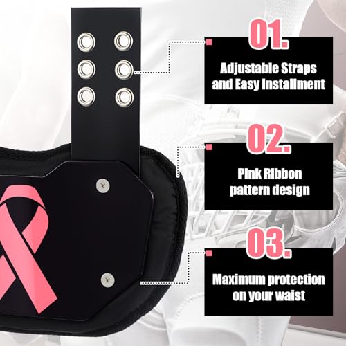 Civaner Football Back Plate Sport Lower Back Pads for Football Players Rear Protector for Youth - style: Pink Ribbon Style