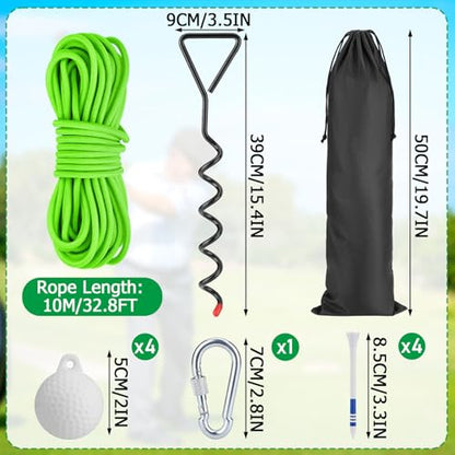TOBWOLF Golf Ball on a String, 33FT Swing Away Golf Ball on a Rope with Fixed Rod, Golf Rope Swing Trainer, Golf Practice Rope Ball at Backyard or Park for Beginners & Youth to Quickly Practice Swing