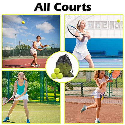 SUNEZLGO 12 Pack Tennis Balls, Advanced Pressure Training Tennis Balls Practice Balls, Tennis Balls for Dogs, Thickened Tennis with Mesh Bag for Transport, Beginner Exercise Ball, Sturdy High Elastic - color: Green