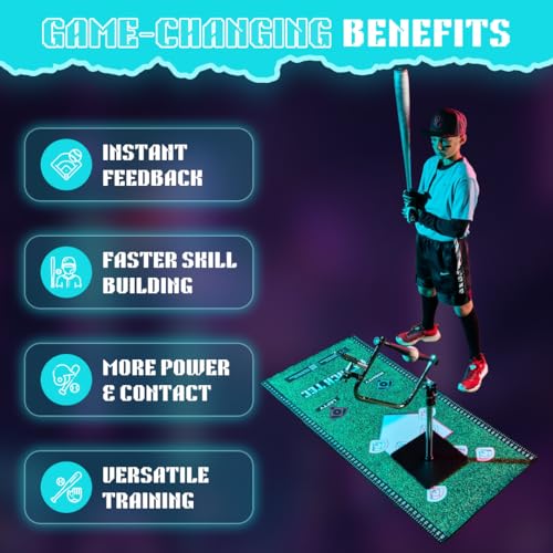 Attack Mat - Premium Batting Mat for Baseball & Softball Practice, Baseball Hitting Mat with Optimal Contact Point, Tee, and Foot Placement Placement Guide. Ideal for Hitting Instructors. - style: Attack Mat Black